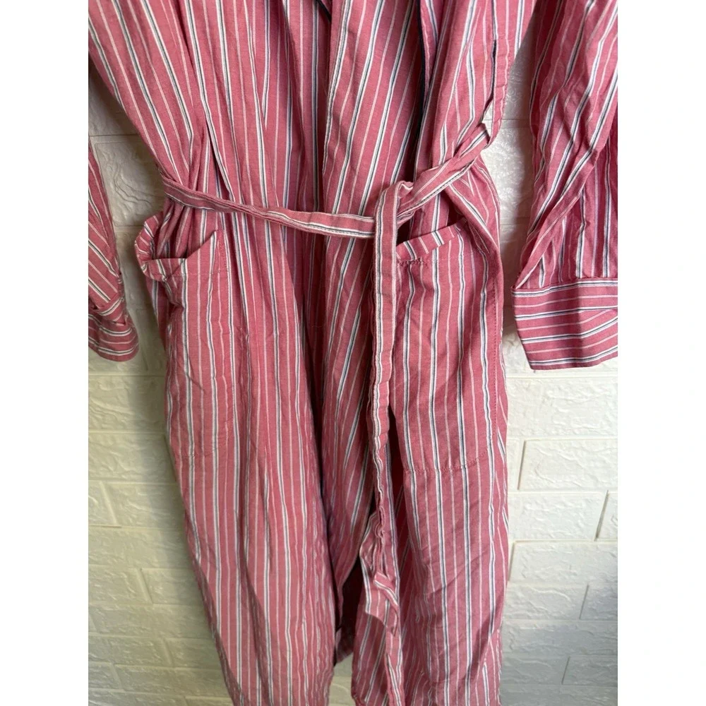 Polo Ralph Lauren Vintage Mens 100% Cotton Striped Robe Red L/XL